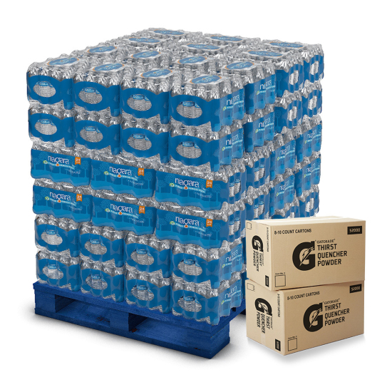 Niagara Pallet of Water and Gatorade Powder Sticks Exclusive Bundle