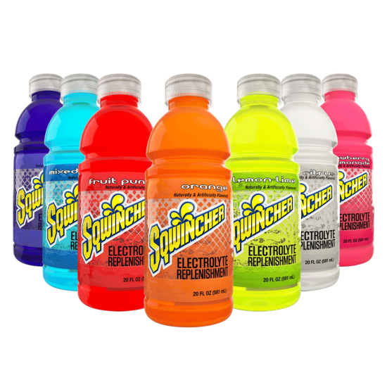 Sqwincher 20 oz Wide Mouth Bottles - 54 Case Pallet Bundle - Select Flavors