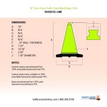 18 inch Lime Green Traffic Cone w/Black Base - 4