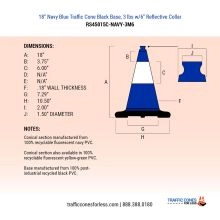 18 inch Navy Blue Traffic Cone w/Black Base - 2