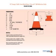 18 inches Orange Traffic Cone w/Black Base - 4