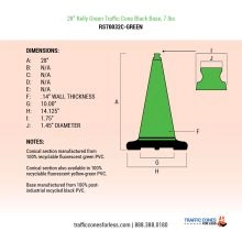 28 inch Kelly Green Traffic Cone w/Black Base - 2