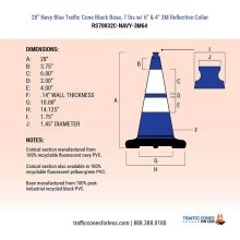Navy Blue Traffic Cone w/Color Artwork - 2