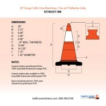28 inch Orange Traffic Cone w/Black Base - 4