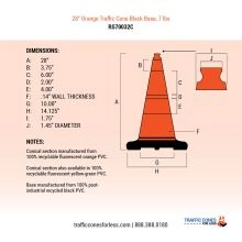 28 inch No Parking Traffic Cone w/Black Base - 3