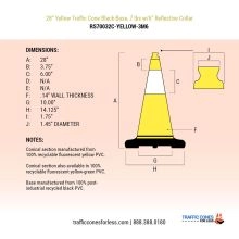 28 inch Yellow Traffic Cone w/7 lb Black Base - 2