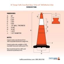 36 inch Orange Traffic Cones - 3