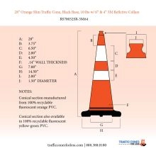 Slim Orange Traffic Cone w/Black Base - 4