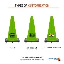 18 inch Lime Green Traffic Cone w/Black Base - 2