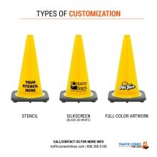18 inch Yellow Traffic Cone w/Black Base - 2