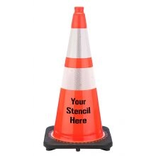 Stencil 28 inch Orange Traffic Cone w/7 lb Black Base 