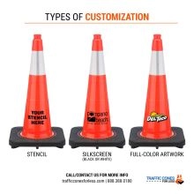 Custom Slim Orange Traffic Cone w/Reflective Collar - 1