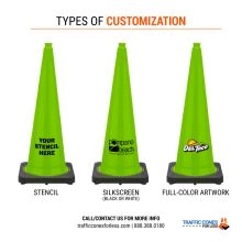 Custom 36 inches Lime Green Traffic Cone w/Black Base - 1