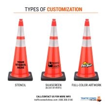 Custom 36 inch Orange Traffic Cone w/Black Base - 3