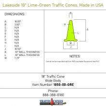 Lakeside 18 inch Lime Green Traffic Cone - 1