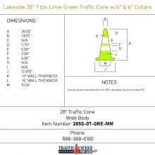 Lakeside 28" 7 lbs Lime Green Traffic Cone - 2