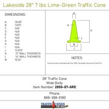 Lakeside 28 inch 7 lbs Lime-Green Traffic Cone - 2