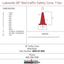 Lakeside 28 inch Red Traffic Cone - 1