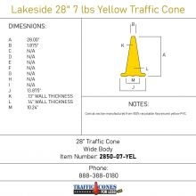 Lakeside 28 inch Yellow Traffic Cone - 1