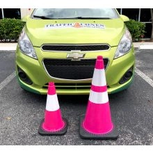28 inch Pink Traffic Cone w/Black Base - 1