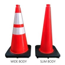 28 inch Slim Orange Traffic Cone w/Black Base - 3