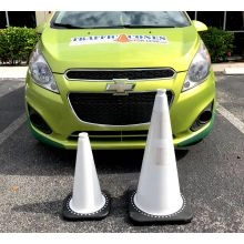 18 inch White Traffic Cone w/3 lb Black Base - 3