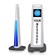 Lux SparkleEdge White Sign w/Custom Artwork & Base details