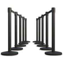 Retractable Belt No-Lean Stanchions - Premium Black Finish 10 Pack details