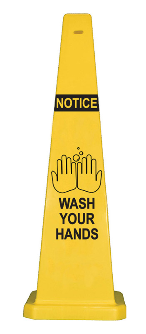 Lamba 36" Safety Cone -  Notice Wash Your Hands