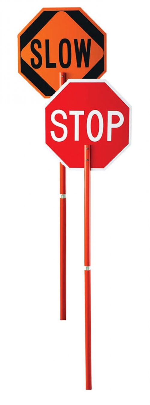 24" Stop/Slow Plastic Paddle w/81" Plastic Handle