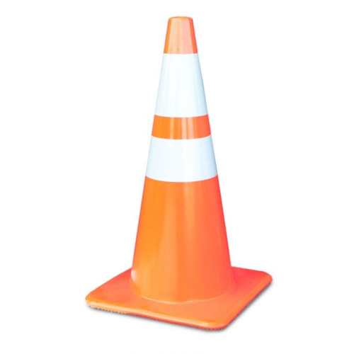 28" All Orange 10 lb Traffic Cone w/6" & 4" Reflective Collar - Made in USA