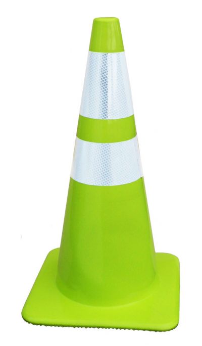Lakeside 28" 7 lb Lime-Green Traffic Cone w/4" & 6" Collars