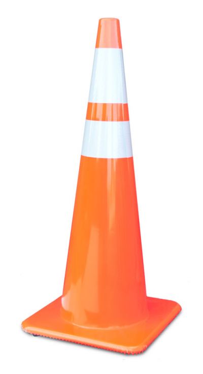 36" All Orange 10 lb Traffic Cone w/4" & 6" Collars Made in USA