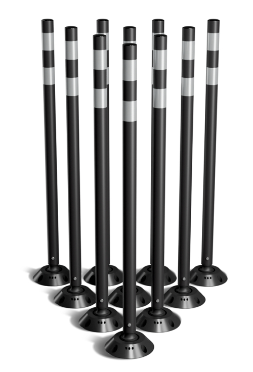Omniflex 48 Inch Black Tubular Traffic Delineator - 10 Pack  
