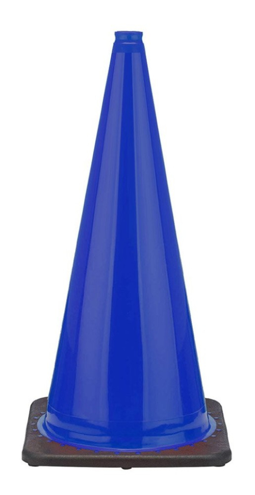 28" Navy Blue Traffic Cone, 7 lb Black Base