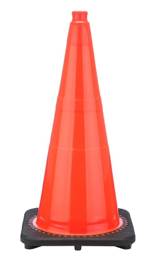 28" Orange Traffic Cone, 7 lb Black Base