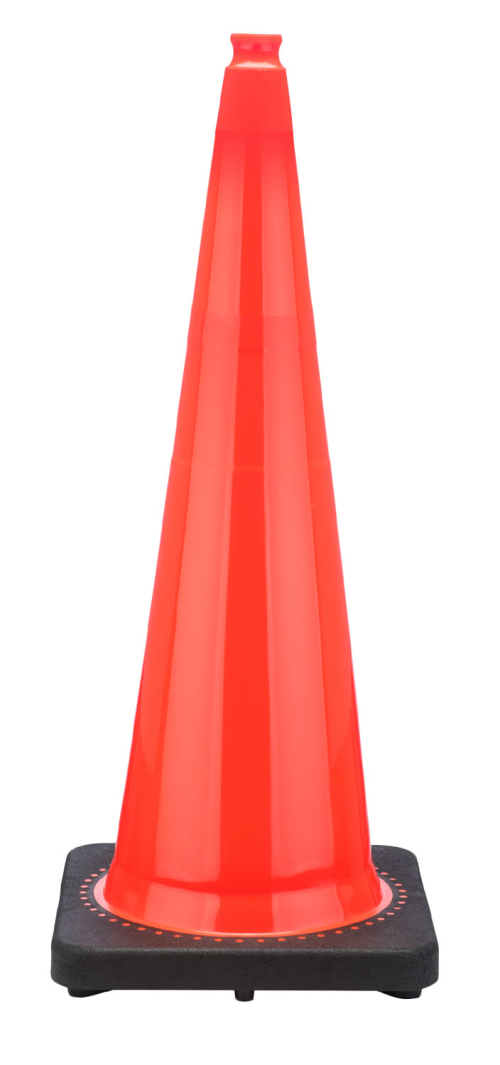 Govt Agency 36" Orange Traffic Cone, 12 lb Black Base 