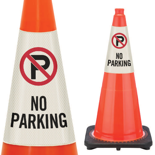 Reflective Cone Message Collar: NO PARKING
