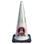 28" White Traffic Cone, w/6" & 4" 3M Reflective Collars w/Color Artwork 