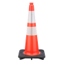 28" Slim Orange Traffic Cone, 7 lb Black Base, w/6" & 4" 3M Reflective Collar