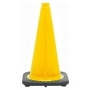 18" Yellow Traffic Cone, 3 lb Black Base