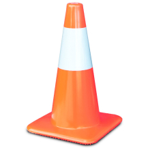 18" Orange Traffic Cone w/6" Reflective Collar, Made in USA 