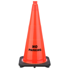 28" No Parking STENCIL Traffic Cone, 7 lb Black Base