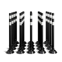 Omniflex 48 Inch Black Tubular Traffic Delineator - 20 Pack