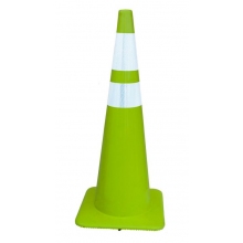 36" All Lime-Green 10 lb Traffic Cone w/4" & 6" Collars Made in USA