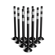 Omniflex 36 Inch Black Tubular Traffic Delineator - 10 Pack 