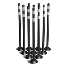 Omniflex 48 Inch Black Tubular Traffic Delineator - 10 Pack  