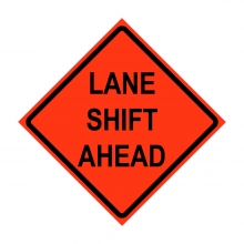 Lane Shift Ahead Roll-Up Traffic Sign