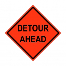 Detour Ahead Roll-Up Traffic Sign