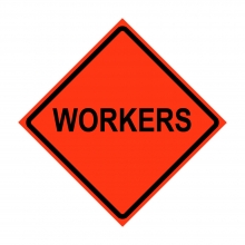 Workers Roll-Up Traffic Sign